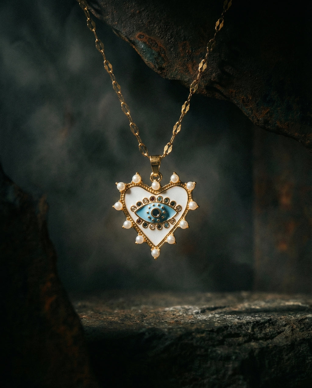 Cherita Altın Renkli Kararmaz Soyut Kalp Kolye