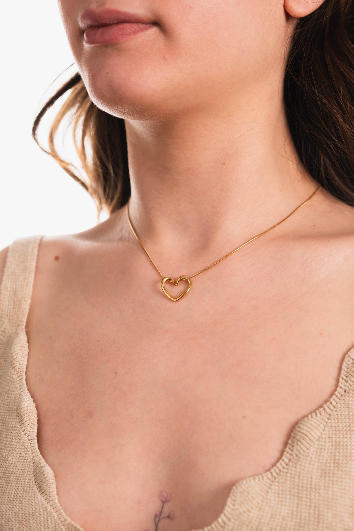 Kai Gold Color Tarnish Resistant Steel Heart Necklace