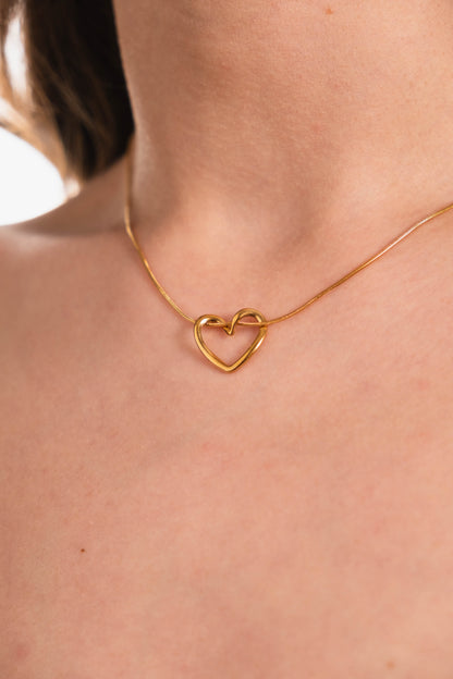 Kai Gold Color Tarnish Resistant Steel Heart Necklace