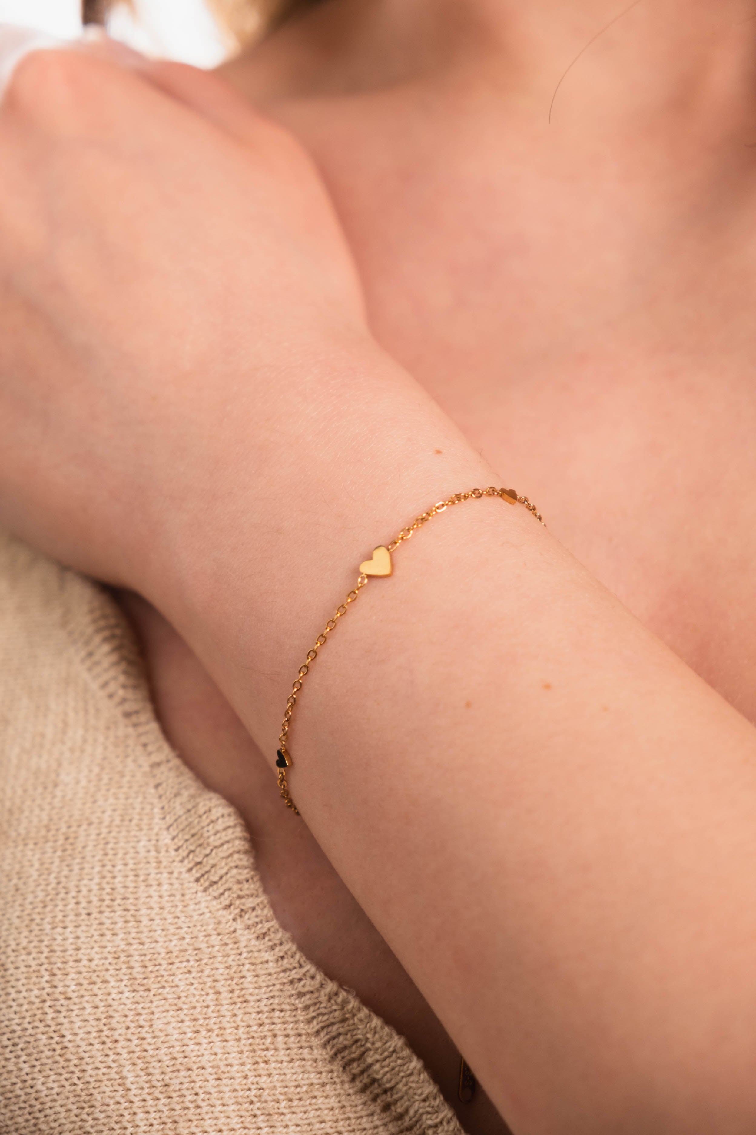 Soho Gold Color Tarnish Resistant Steel Heart Bracelet
