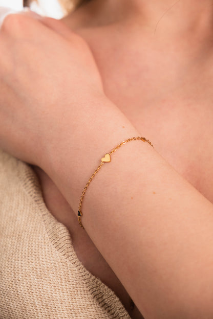 Soho Gold Color Tarnish Resistant Steel Heart Bracelet