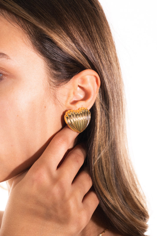 Levionna Gold Color Tarnish Resistant Steel Heart Earrings