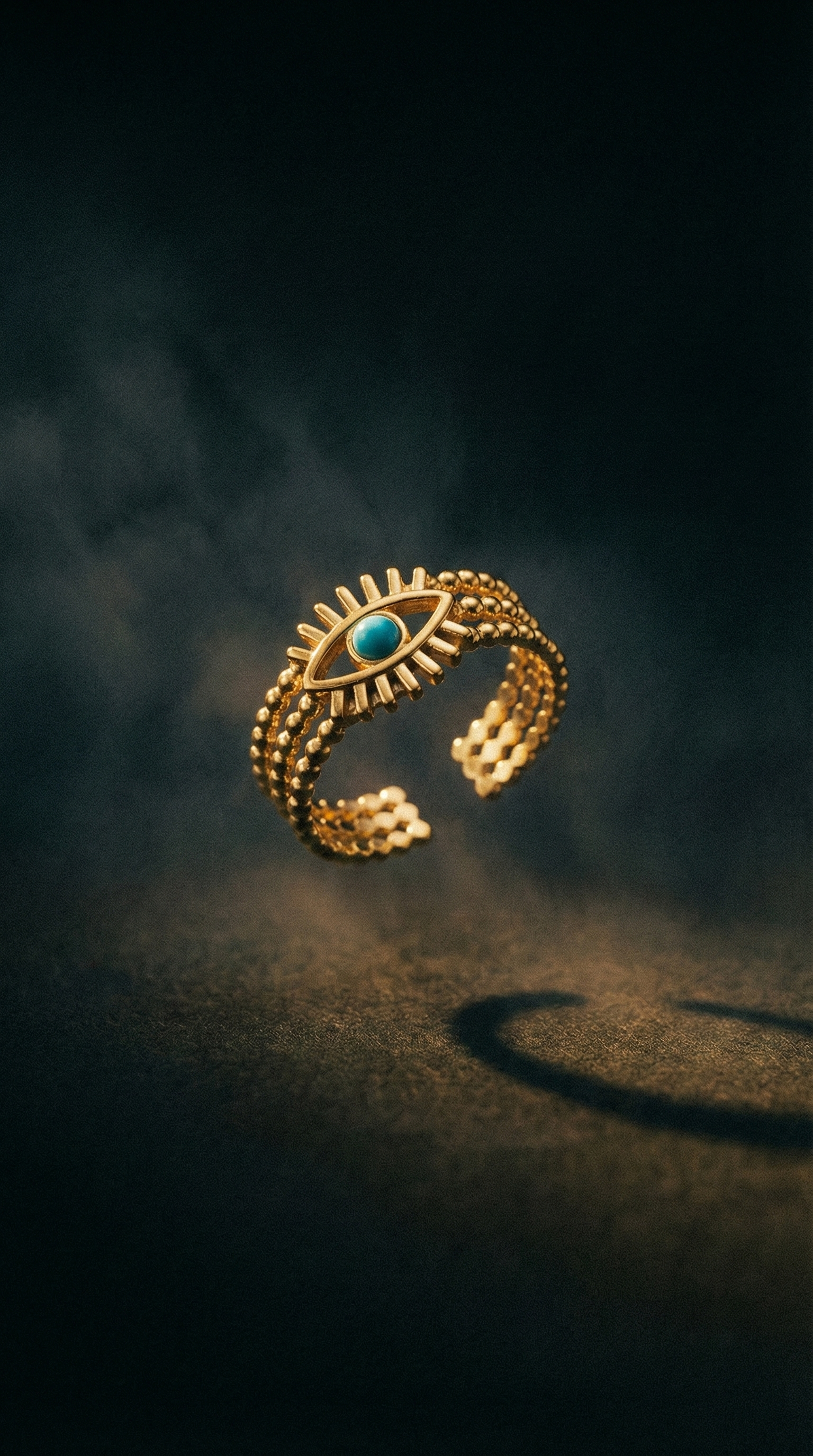 Valorie Altın Renkli Kararmaz Vintage Ayarlanabilir Göz Yüzük