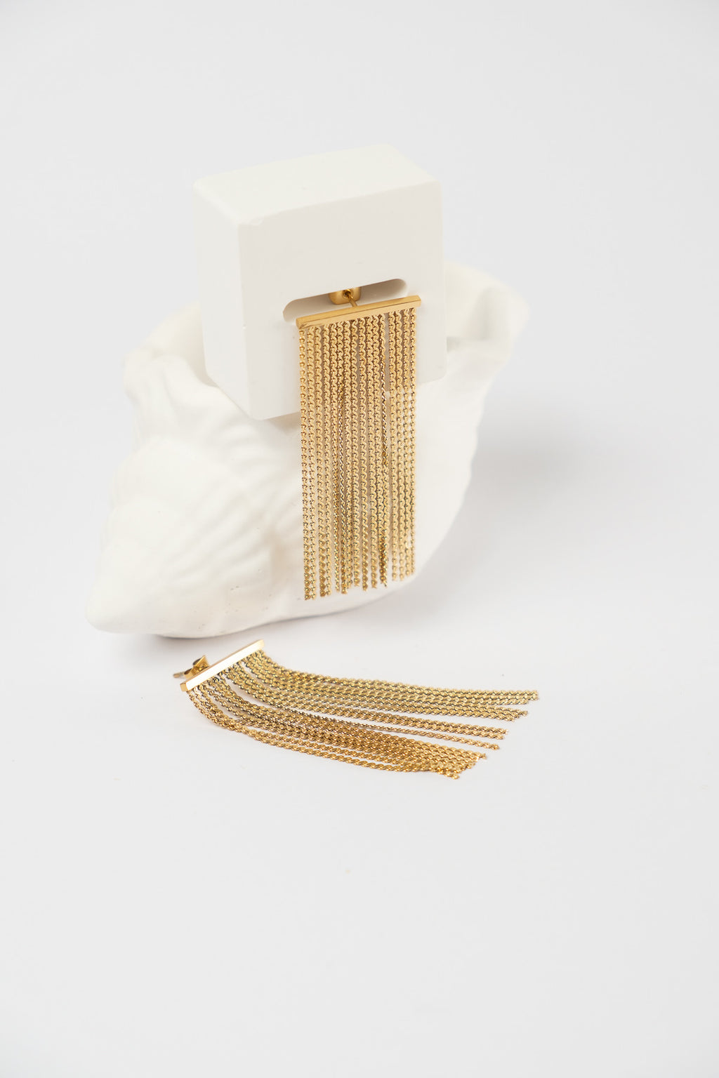 Moon Gold Colored Non-Tarnish Steel Movable Earring