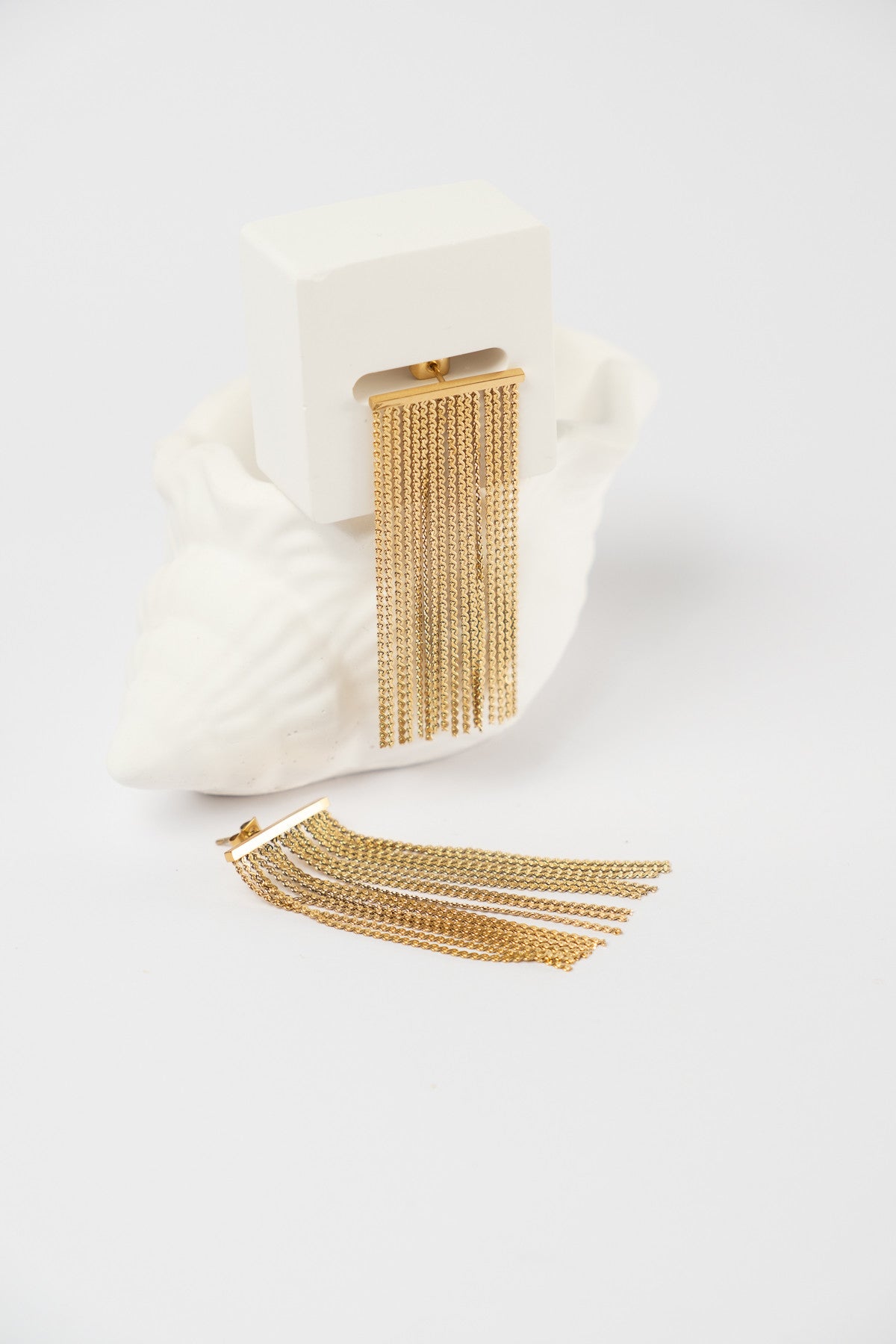 Moon Gold Colored Non-Tarnish Steel Movable Earring