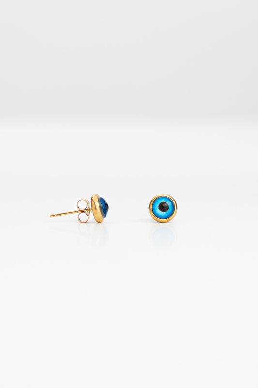 Yveline Gold Color Tarnish Resistant Steel Evil Eye Bead Earrings