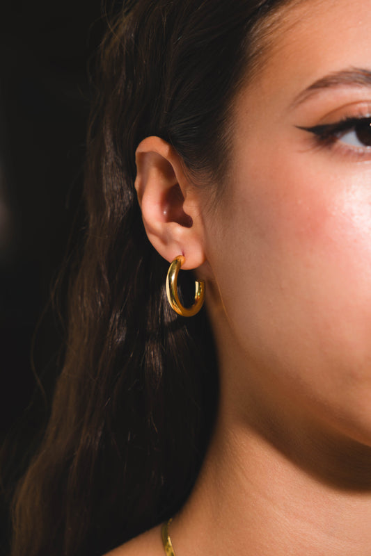 Sophia Gold Color Tarnish Resistant Steel Half Hoop Earrings