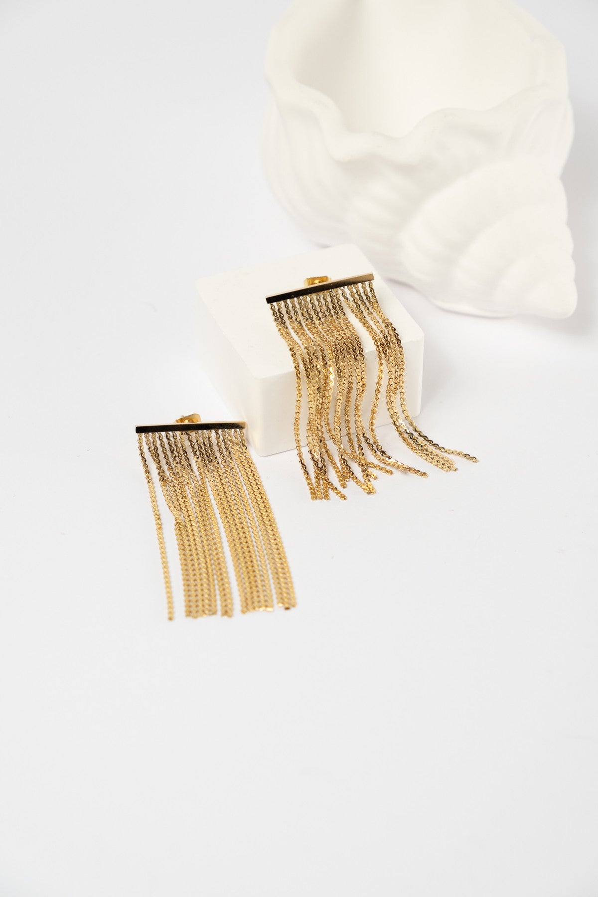 Moon Gold Colored Non-Tarnish Steel Movable Earring