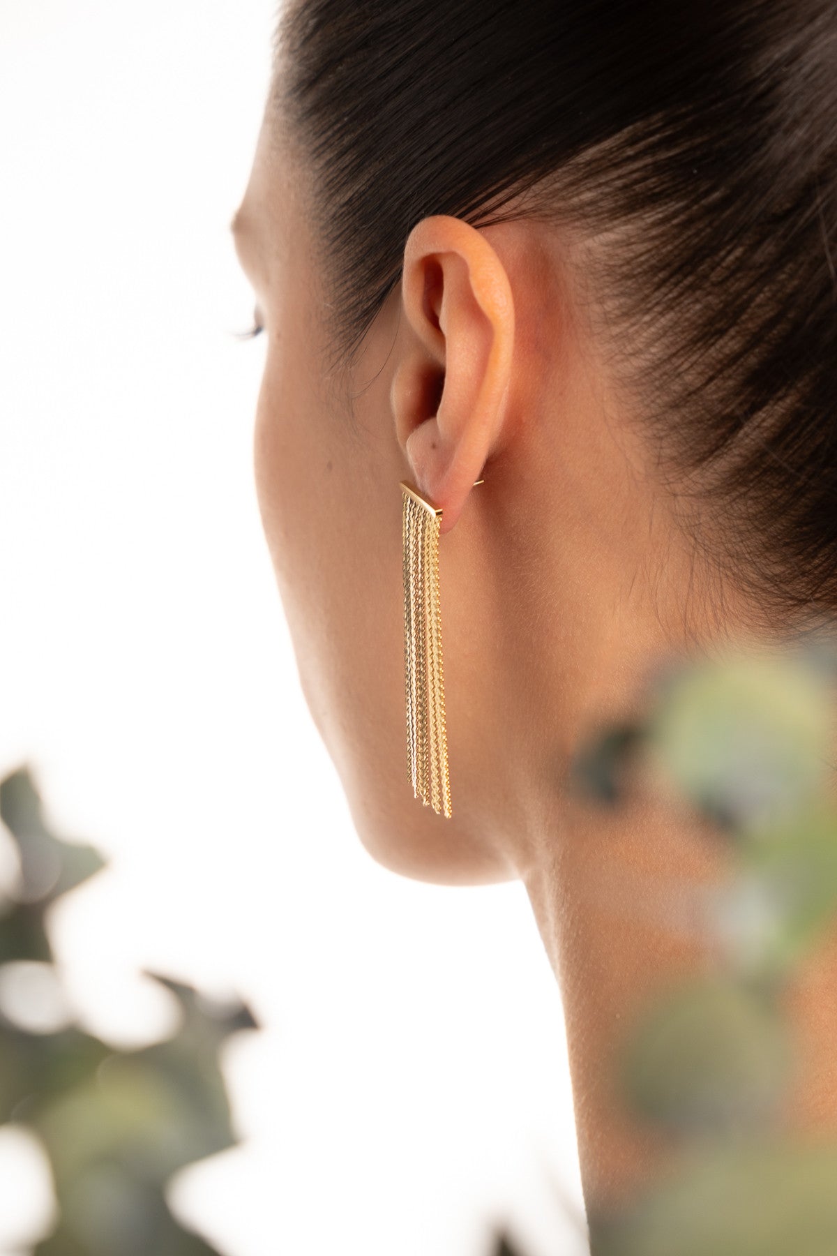 Moon Gold Colored Non-Tarnish Steel Movable Earring
